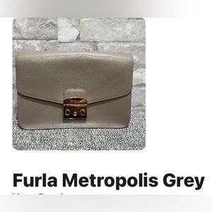 Furla Metropolis Taupe Leather Clutch
